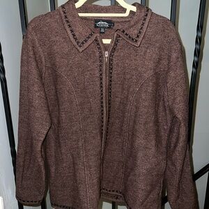 Icelandic Design Chocolate Brown Jacket with Black Stitching